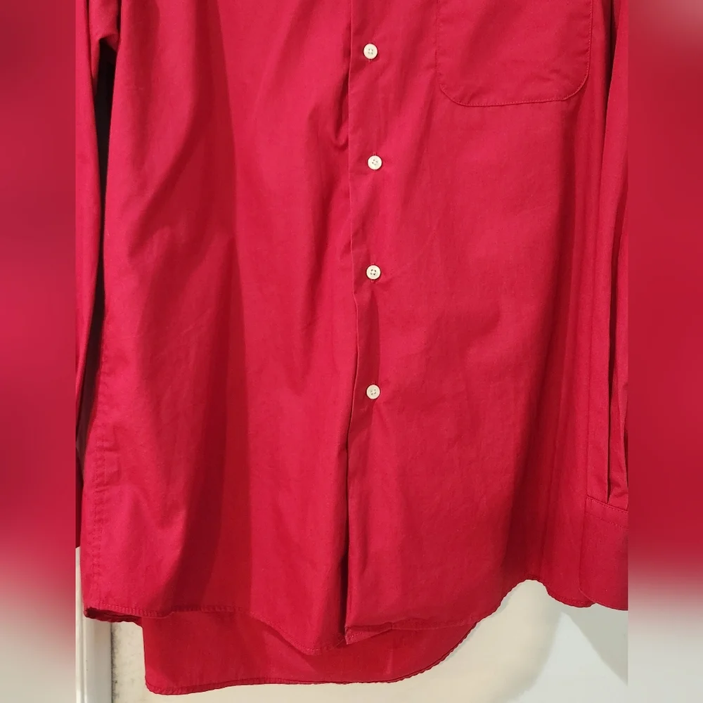 Men's Bill Robinson Red Button Down Long Sleeve Shirt, Size M - Picture 5 of 16
